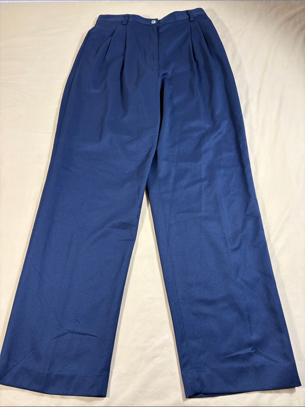 NWT Lizsport Liz Claiborne 12 Navy Blue High Rise Pleated Wide Leg Trousers